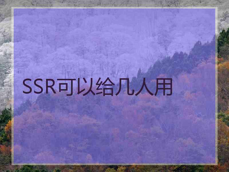 SSR可以给几人用